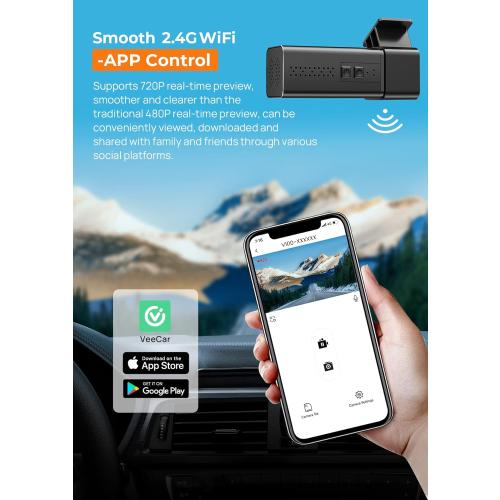 Dash Cam 2.5K 1440P Front Dashcam for Cars, E-YEEGER Mini WiFi Hidden Dashcams with App, Night Vision Car Camera, 24H Parking Mode, G-Sensor, Loop Recording, Free 32G Card, Support 256GB Max, Black