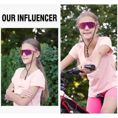 Pink DUCO Kids Sunglasses Youth Baseball Sun Glasses Lightweight TR90 Frame UV400 Sports Cycling Shades for Boys Girls DK268