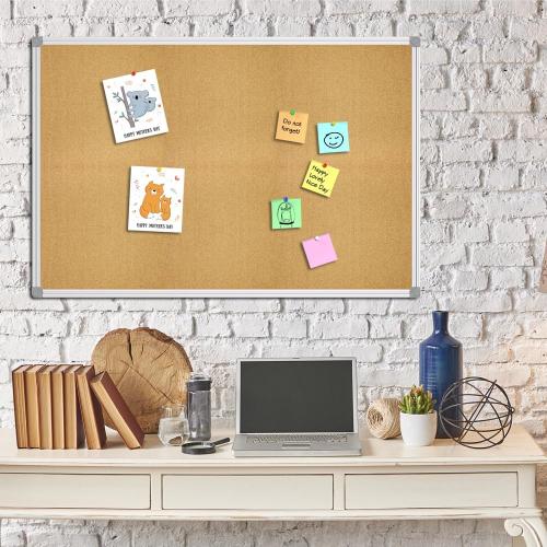 Lockways Cork Board 36 x 24 Bulletin Board, Double Sided Corkboard | Wall-Mounted Aluminum Framed Message Presentation Notice Board 3 x 2