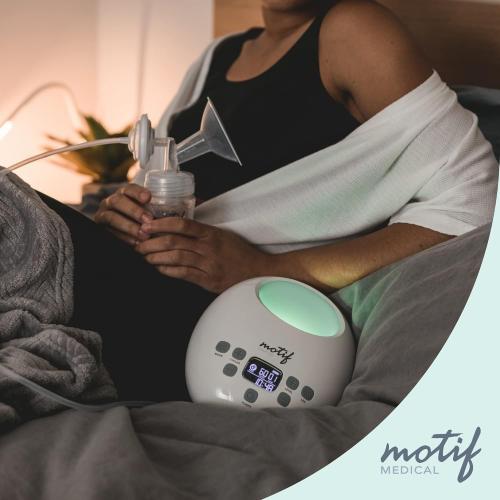 Motif Medical Luna Double Electric Pump for Breastfeeding - Portable Pump Breastfeeding w/Battery - Hospital Grade Pump w/LED Light - Hands-Free Breast Pump, Quiet Motor Baby Breast Pump