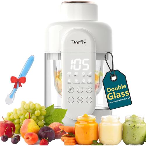 Baby Food Maker Glass 12oz Steamer and Blender Glass Reservoir & Bowl 9 in 1 Baby Puree Maker with Stainless Steel Blades Dishwasher Safe Food Blender, Timer, Recipe