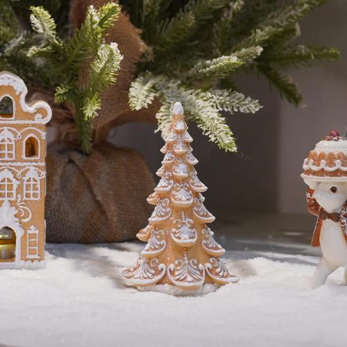 Cynkeyee Gingerbread Christmas Decorations Xmas-Tree Collectible-Figurines - Christmas Decoration Party Decorations Gift for Women Table Centerpiece 3.5x3x5.5 Inch