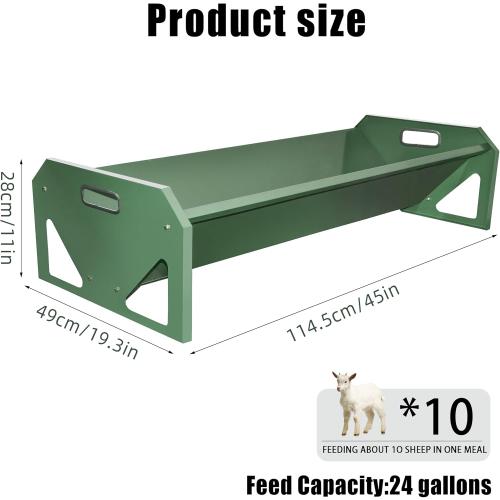 [New Upgrade] Stainless Steel Goat Feeder 45 Inch, Heavy Duty Large Capacity Feed Trough, Thickened Livestock Feeder, Easy to Clean, for Goats, Sheep, Horses, Cattle, Alpacas