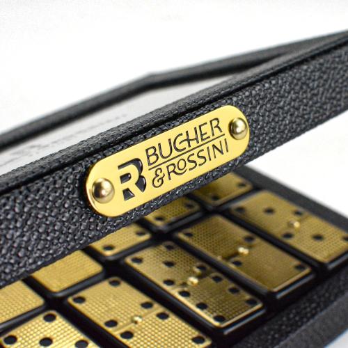 Bucher&Rossini Metal Surface Dominoes Set Double 6 for Adults and Kids - Classic 28Pieces Gold Metal Surface Domino's Game Set Idea Gift Present for Domino Players or Family Game Night