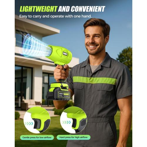 Leaf Blower Cordless with Battery and Charger, 980,000 RPM, Extended Nozzle, Lightweight Handheld Design,Blower for Lawn Care,Birthday Gifts for Men Dad Husband(Moss Green)