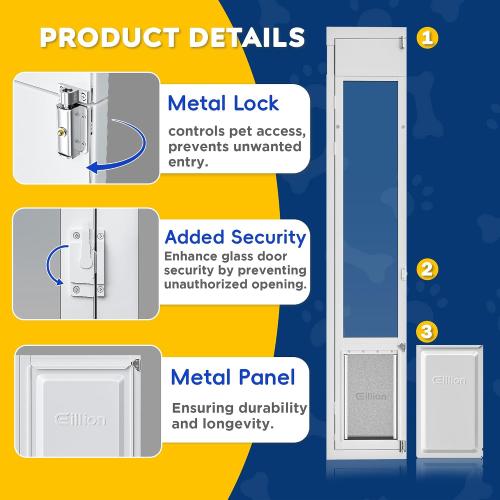 Large Dog Door for Sliding Glass Door,Openable Pet Door for Sliding Glass Doors，All-Metal Framed & Panel & Lock,Adjustable 75 7/8 to 81 Slider Height -Large