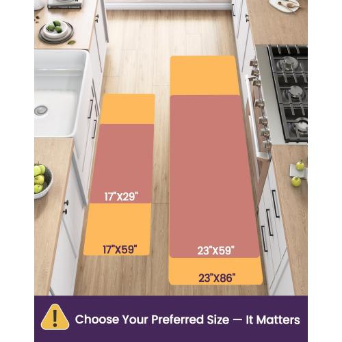 Kitchen Floor Mats Anti Fatigue, 23x86 Large Long Cushioned Vintage Runner Rug Waterproof, Standing Comfort Memory Foam Padded for Front Sink Laundry Office, Beige and Red