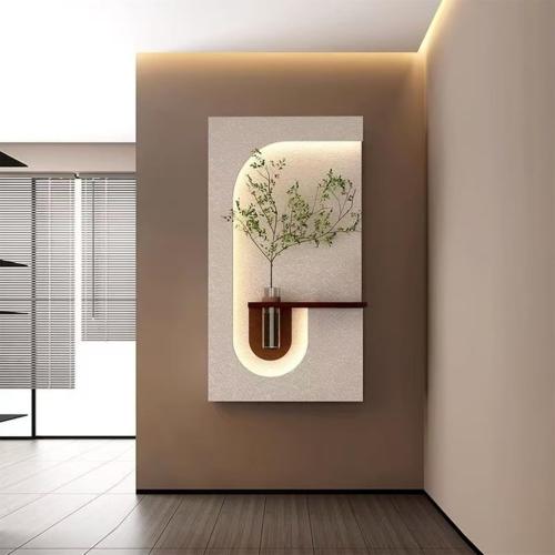 AICHENG 3D Sandstone Wall Art with Warm LED Lights 《Remote Control Switch》 - Modern Decorative Panel for Entryway, Living Room & Bedroom