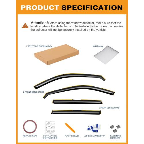 in-Channel Window Rain Guards Fit for Honda CR-V CRV 2023 2024 2025 C-RV Extra Durable Window Deflectors Vent Shades Visors Exterior Car Accessories- 4 pcs