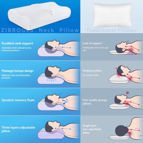 Cervical Pillow for Neck Pain Relief- Queen Size Cooling Pillow for Sleeping, Memory Foam Pillows for Neck Shoulder, Ergonomic Adjustable Contour Bed Pillow for Side, Back & Stomach Sleepers