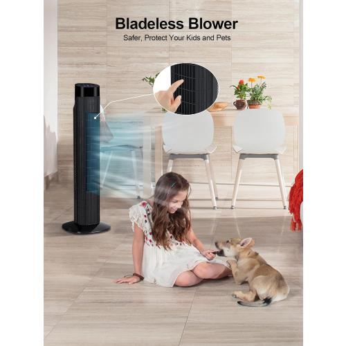 Uthfy 31 Inch Tower Fan for Bedroom, 120° Oscillating Quiet Standing Bladeless Fan 7.5H Timer, 3 Speeds, 3 Modes, for Room, Dorm, Office, Matte Black