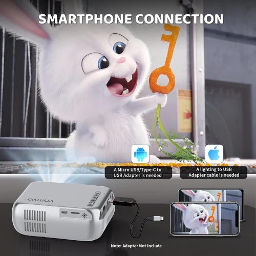 Vamvo Mini Projector with WiFi and Bluetooth 4K Support, Native 1080P Portable Outdoor Smart Projector, Mirror Screen with Android/iOS/PC Compatible with PC/PS5/Phone/TV Stick (Silver)