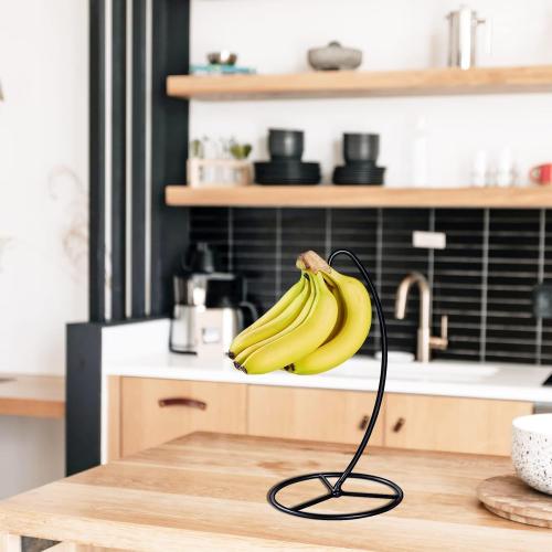 Banana Holder Stand, Banana Hanger Stand Black, Metal Bananas Tree Hanger to Keep Bananas Fresh for 15LB