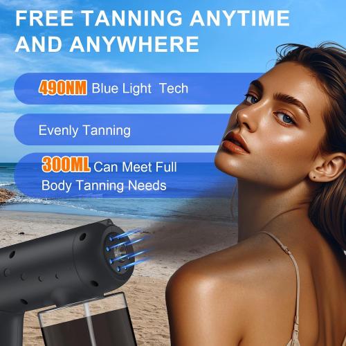 Rechargeable Spray Tan Machine, Cordless Portable Travel Spray Tan Gun-Professional Melanin Support Technology-Faster Tan Results for Self Tanner Travel Beach Salon Home Mobile