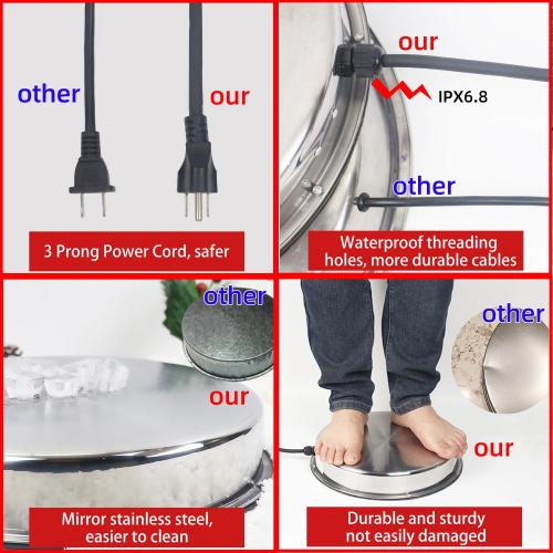 Chicken Water Heater Base for Winter,110W-15in,Suitable for Large Metal/Plastic Poultry Waterer Under 7 Gallons, with Automatic Temperature Control, Against Dry Heating and 8.2ft Power Cord