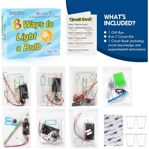 Science Circuit Kit Electricity for Kids, STEM Electrical Light Bulb Experiment, Electric Science Gifts Fair Project Kits Age 8-12, Fruit Energy Experiments Circuits Engineering Projects