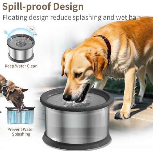 Product is new.  Box damage 6.5L Dog Water Bowl No Spill 1.6 Gallon Stainless Steel Water Bowl for Dogs 220oz Large Capacity No Splash Slow Drinking Feeder with Anti-Slip Mat for Messy Drinkers