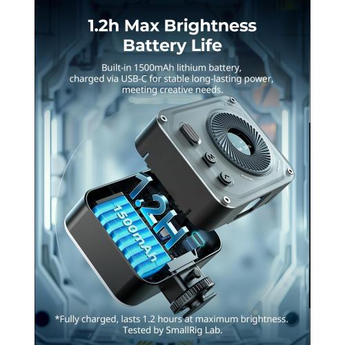 SMALLRIG Vibe P108 Pro RGB Video Light, Portable Led Camera Light for Photography, Cold Shoe Light, CRI95 , 2500-6500K, 12 Effects, Fill Light Accessories for Content Creator, Streaming