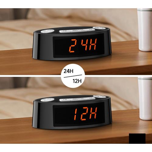 iTOMA AM/FM Alarm Clock Radio with Dual Alarm, Sleep Timer & Snooze Functions, Orange LED Display, 4-Level Dimming Option CKS3301U