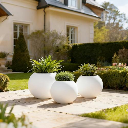 Large Round Planter,Planters for Indoor Plants & Outdoor,Durable Plastic Material Sphere Planter with Drainage Hole & Rubber Plug Weather Resistant,Plant Pot