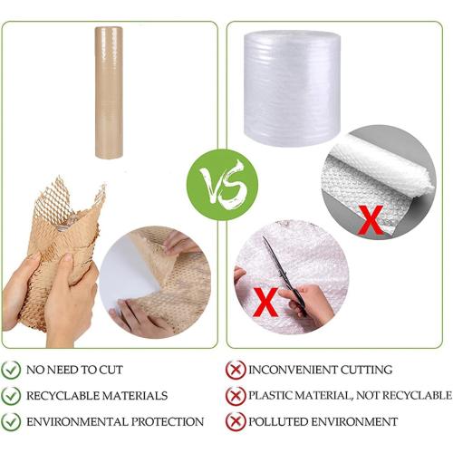 Honeycomb Packing Paper, 12 x 400' Honeycomb Cushioning Wrap Roll for Moving Shipping Packaging Gifts, Recyclable Honeycomb Paper Bubble Paper Wrapping with 20 Fragile Sticker Labels