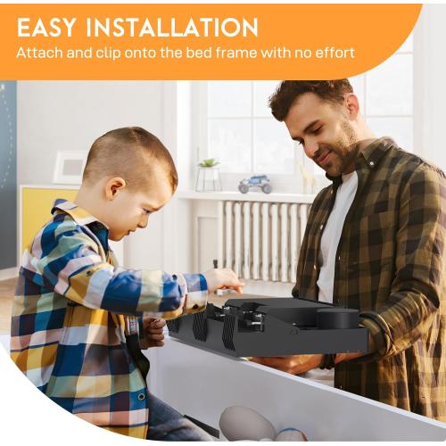 SPACELEAD Bedside Shelf for Bed – College Dorm Room Clip On Nightstand with Cup Holder & Cord Holder&Drawer – Bunk Bed Shelf for Organizer Top for Bedroom (Black，Plastic)