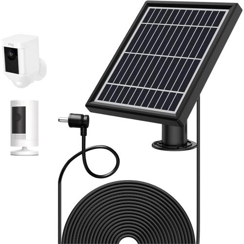 OLAIKE Solar Panel for Ring Stick Up Cam Battery/Plug-in, Waterproof Solar Charger Continuous Charging with 3.8M/12ft Waterproof Power Cable, Black