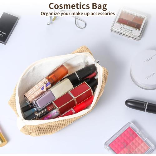 Pencil Bag Pen Case, Soft Corduroy Small Pencil Pouch Organizer with Zipper, Cute Pencil Case Pouch Stationery for Girls and Boys – Apricot