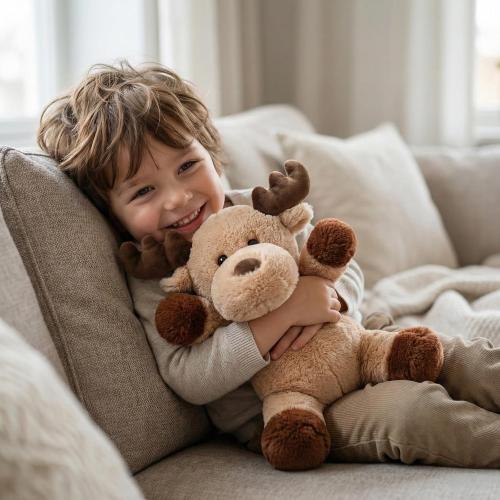 Adorable Caribou Furry Reindeer Elk Moose Stuffed Animals Plush Toy for Kids Babies Boys Birthday Bedtime Decor, 13 Super Soft Brown
