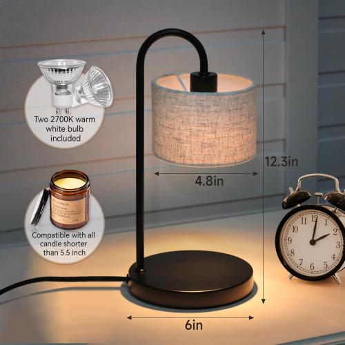 Candle Warmer Lamp with Timer, Dimmable Candle Wax Warmer Electric Candle Lamp for Scented Candles with 2 Bulbs, House Warming Gifts Christmas Gifts for Women Bedroom Home Decor - Linen