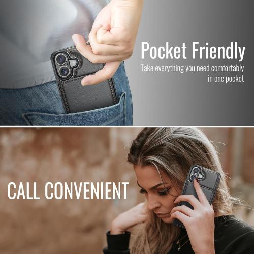 Vinich for iPhone 17 Wallet Case with Card Holder, RFID Blocking Credit Slots Kickstand Shockproof Phone Cover Fit for iPhone 17 6.3 Black