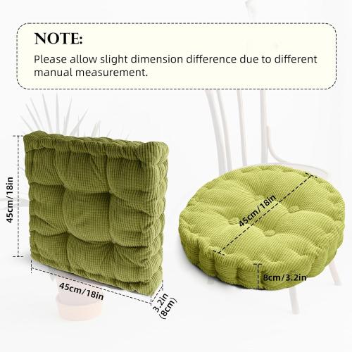 Large Square and Round Floor Pillows for Adults 2 Pack Meditation Floor Pillow Dark Grey Corduroy Floor Seat Pillows Cushion for Living Room Balcony Tatami Yoga,18x18 Inch