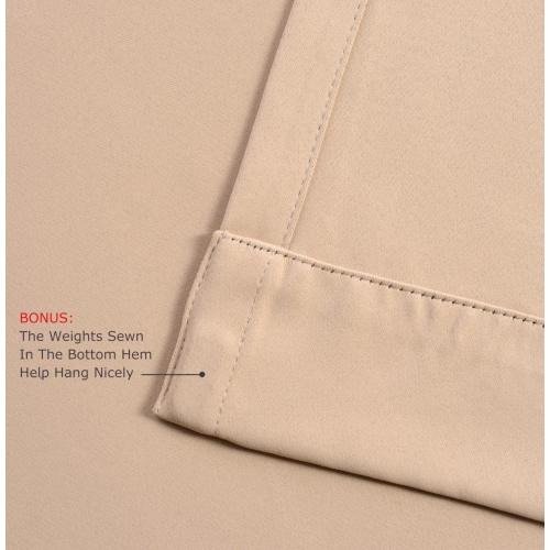 MIUCO Room Darkening Soild Grommet Blackout Curtains Panels for Nursery Window Curtains Set of 2 52x95 Inch Taupe, Bonus 2 Tie Backs Included