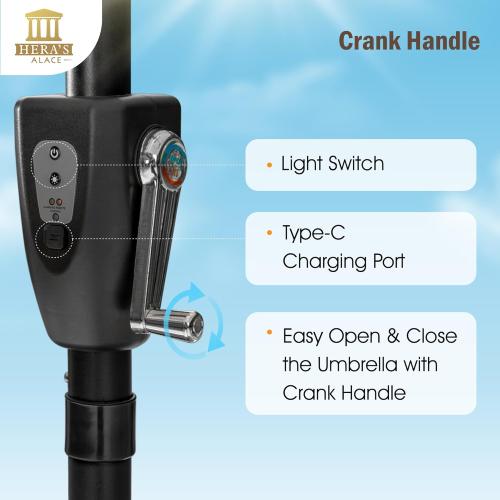 HERA'S PALACE 13ft Patio Umbrella with 120 LED Solar Lights Double Sided Outdoor Umbrella for Patio 8 Colors Changing Table Umbrella Outdoor Patio for Garden Pool