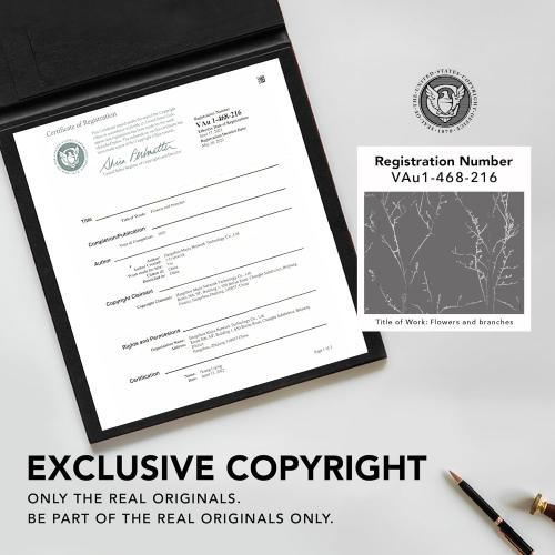 Deconovo Blackout Curtains 84 Inches Long, Light Gray Drapes for Living Room, Branch Silver Print, Soundproof Thermal Insulated Privacy Window Curtain for Bedroom Nursery, Set of 2, Machine Washable