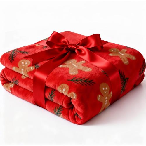 Ultra Soft Fleece Blanket Throw Size - Christmas Flannel Fleece Luxury Throw Blanket - Lightweight Throw for Couch, Bed, Chair - Warm & Breathable - Cozy Microplush Bedding - Gingerbread Man