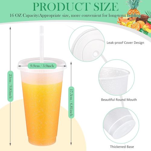 Roshtia 24 Pack Plastic Tumblers with Lid and Straw Reusable Cups Bulk Water Bottles Iced Coffee Travel Mug Cup for Birthdays Party Juices Adults Kids (24 OZ, Clear)