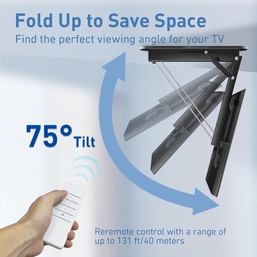 Electric Ceiling TV Mount with Remote, Motorized Ceiling Mount TV Bracket Flip Down for 32 to 70 inch Flat Curved Screen Mount Drop Down for Flat Pitched Roof Indoor Outdoor