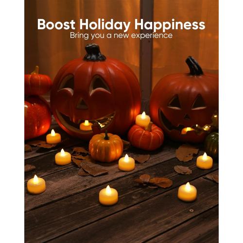 Amagic 12/24/50/100/150Pack Flameless LED Tea Lights Candles Battery Operated, Electric Fake Tealight Candles for Votive, Halloween, Christmas, Home Decor, Wedding, Table Decor (12Pack)