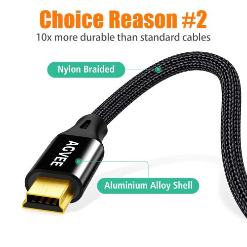 6.6ft Mini USB Cable Replacement Charger Charging Cable Cord for Leapfrog Kids Tablet, LeapPad 3 / Platinum/Ultra Xdi/Ultra Kids, LeapReader Pen, OneTouch Verio IQ, Black