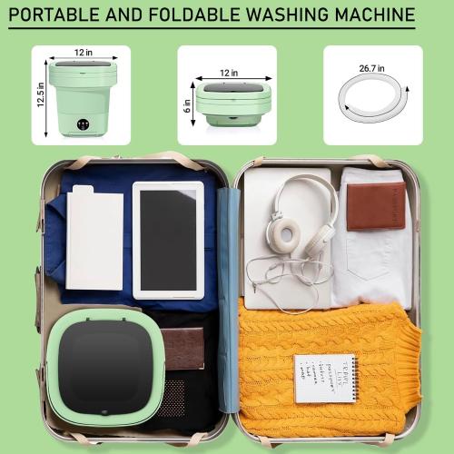 Green Mini Portable washing machine,Mini Washer, upgraded large capacity foldable Washer.Deep cleaning of underwear, baby clothes and other small clothes.Suitable for apartments, dormitories, hotels (Green)