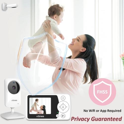 Baby Monitor with Camera and Audio, Video Baby Monitor No WiFi Night Vision 2.4 LCD Screen Portable Baby Camera Monitor Alarm Lullaby Temperature Sensor and 1000ft, Ideal for Baby/Elderly/Pet
