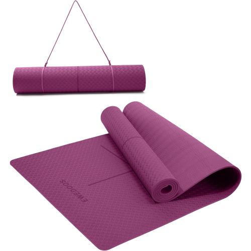 Ewedoos Eco Friendly Yoga Mat with Alignment Marks TPE Yoga Mat Non Slip Hot Yoga Mat Thick 1/4'' Anti-Tear Surfaces Exercise Mats for Home Workout Fitness Pilates