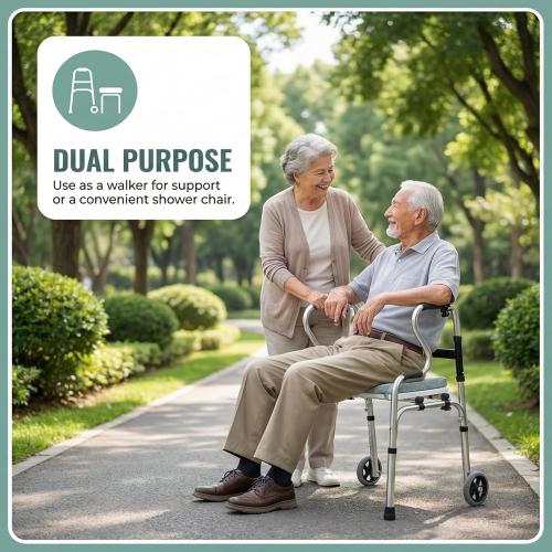 Walker Seat Sponge Cushion Universal Rest Seat Folding 250lb | universal walker seat, 3.3cm sponge cushion, 250lb capacity, tool-free install, bathing and outdoor dual use