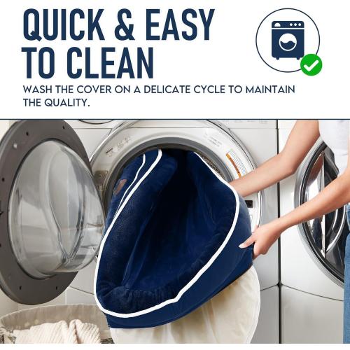 OhGeni Orthopedic Dog Couch Pet Sofa Large Sized Cat Beds with Comfort Foam Support, Soft Comfortable Fabric, Machine Washable Waterproof Removable Cover, 35-Inch (Dark Blue)