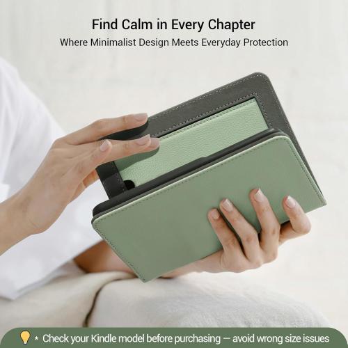 CoBak Stand Case for Kindle Paperwhite 12th Gen (7, 2024, SA568B SA569P) and Kindle Colorsoft Signature Edition – Not for 6.8 and 6 Models, Hand Strap, Auto Sleep Wake, Hard Shell, Snut Fit, Sage
