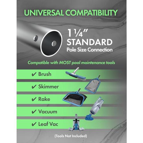 KOKIDO Rechargeable Heavy Duty Pool Leaf Vacuum, 62GPM Powerful Suction,Bundle with Professional 12ft Heavy Duty Swimming Pool Pole