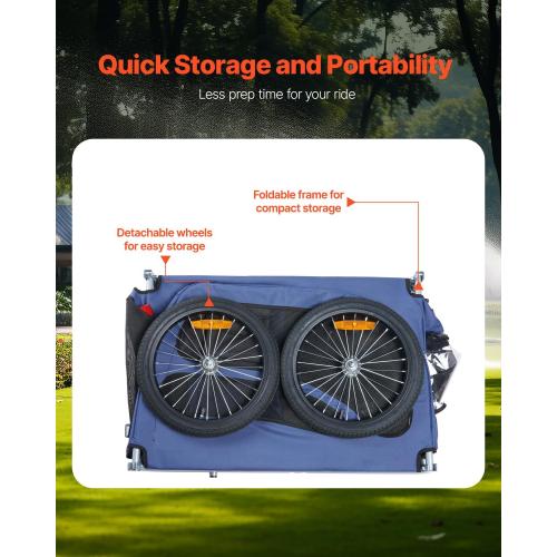 VEVOR Dog Bike Trailer, Supports up to 100 lbs, Pet Cart Bicycle Carrier, Easy Folding Frame with Quick Release Wheels, Universal Bicycle Coupler, Reflectors, Flag, Collapsible to Store