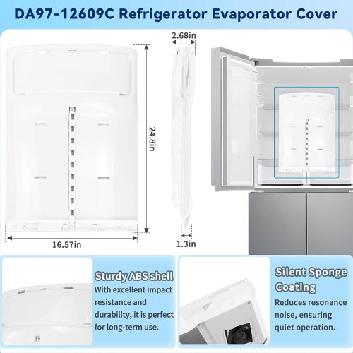 Upgraded DA97-12609C Refrigerator Fresh Food Evaporator Cover Compatible with Samsung DA97-12609A Evaporator Fan Motor Cover Assembly, Replace AP5651826 PS5575384 Refrigerator Evaporator Cover