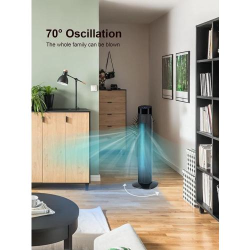 Uthfy 31 Inch Tower Fan for Bedroom, 120° Oscillating Quiet Standing Bladeless Fan 7.5H Timer, 3 Speeds, 3 Modes, for Room, Dorm, Office, Matte Black